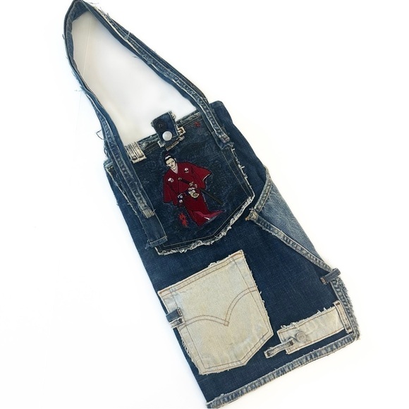 Vintage Handbags - Vintage Upcycled Levi’s Sling Purse Denim